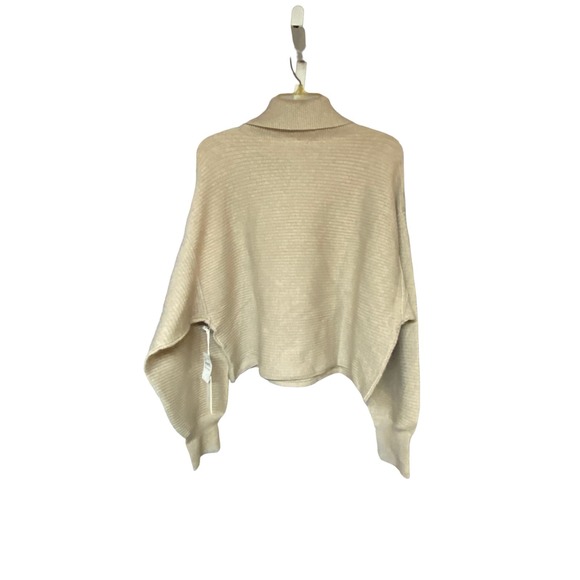 NWT Good American Ribbed Cropped Pullover 2XL Oatmeal Turtleneck Knit Sweater - Picture 5 of 6